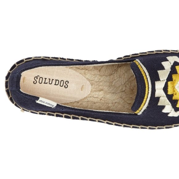 Soludos New Embroidered Platform Espadrilles SlipOn Flats Shoes NIB Navy 9.5๐HP - Picture 5 of 16